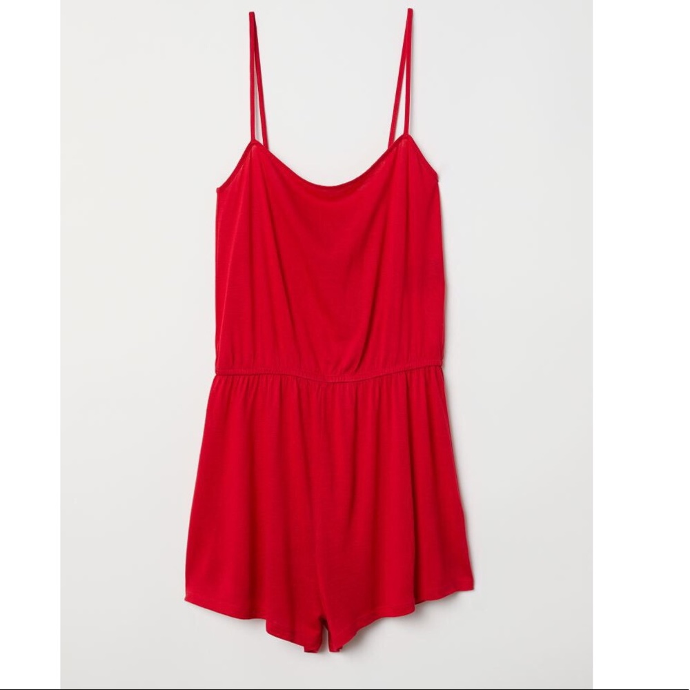 H&M red jersey romper/jumpsuit
